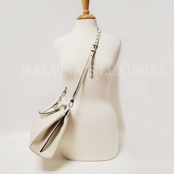 GUCCI BAG 564714 ZUMI MEDIUM GRAINY WHITE LEATHER TOP HANDLE INTERLOCKING G LOGO - Picture 10 of 16